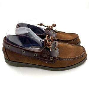 Brown Two-Tone Suede Sperry Leeward 2 Eye Boat Shoes ~ Men's 9M